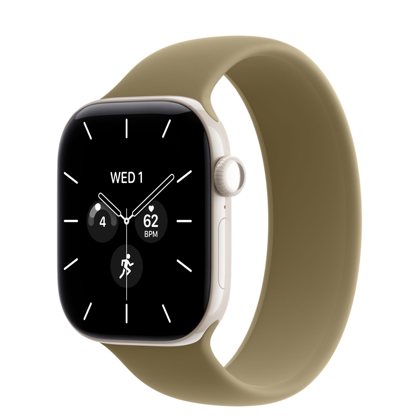 Apple Watch Series 12 (GPS + Cellular) • Keramikboett pärlvit, 42 mm • Sololoop oliv