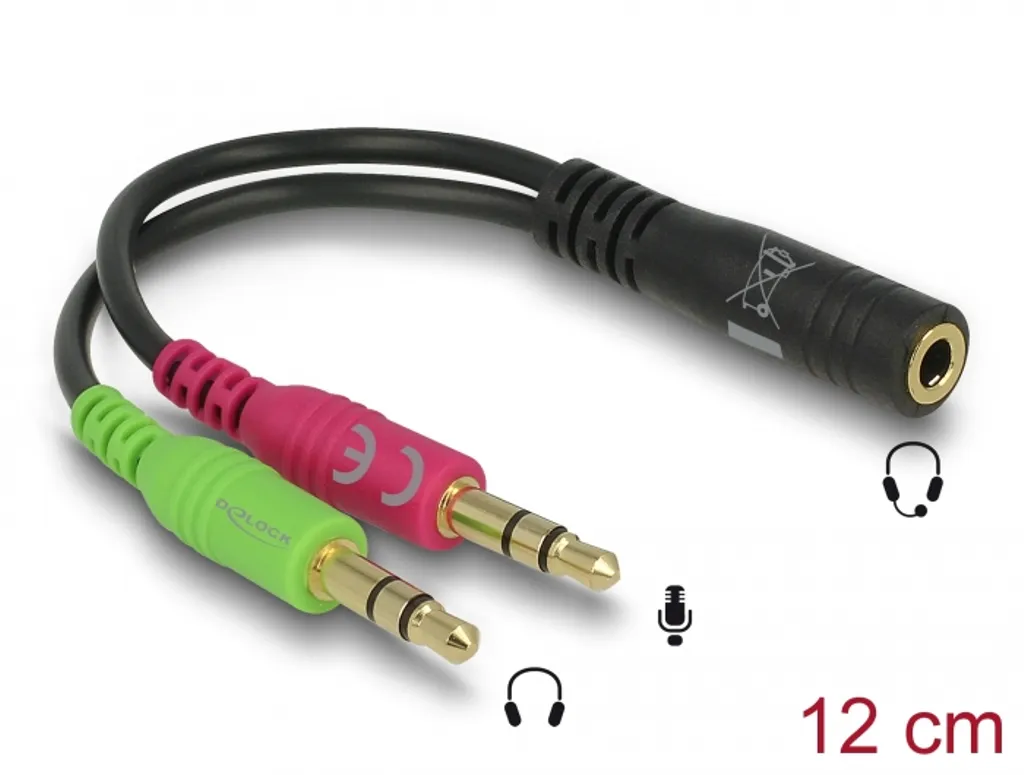 Delock Headset-splitter 3,5 mm stereojack hona till 2x 3,5 mm stereojack hane