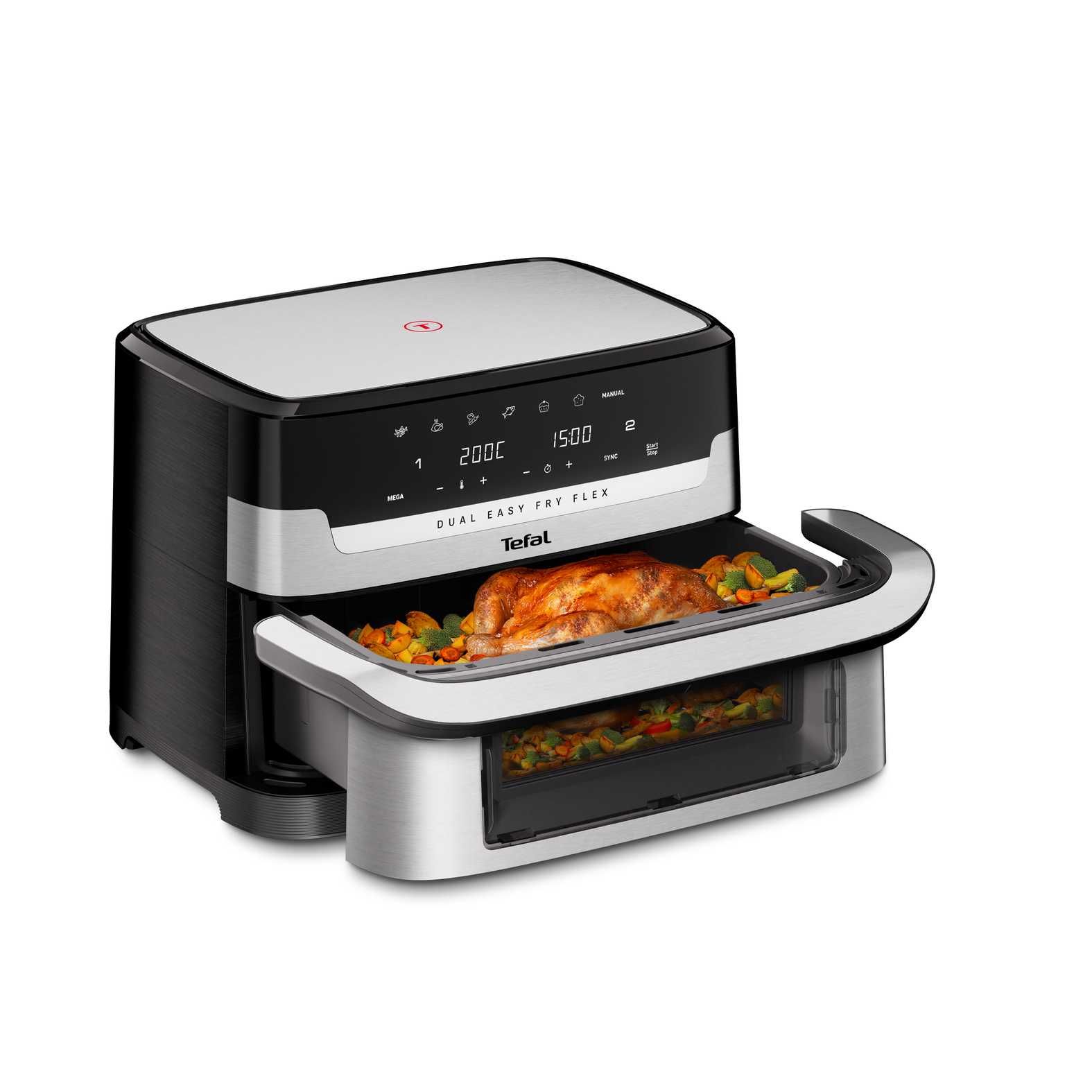 Tefal Dual Easy Fry Flex EY922D, Varmluftsteger, 9 L, 1,7 kg, 40 °C, 200 °C, 8 person(er)