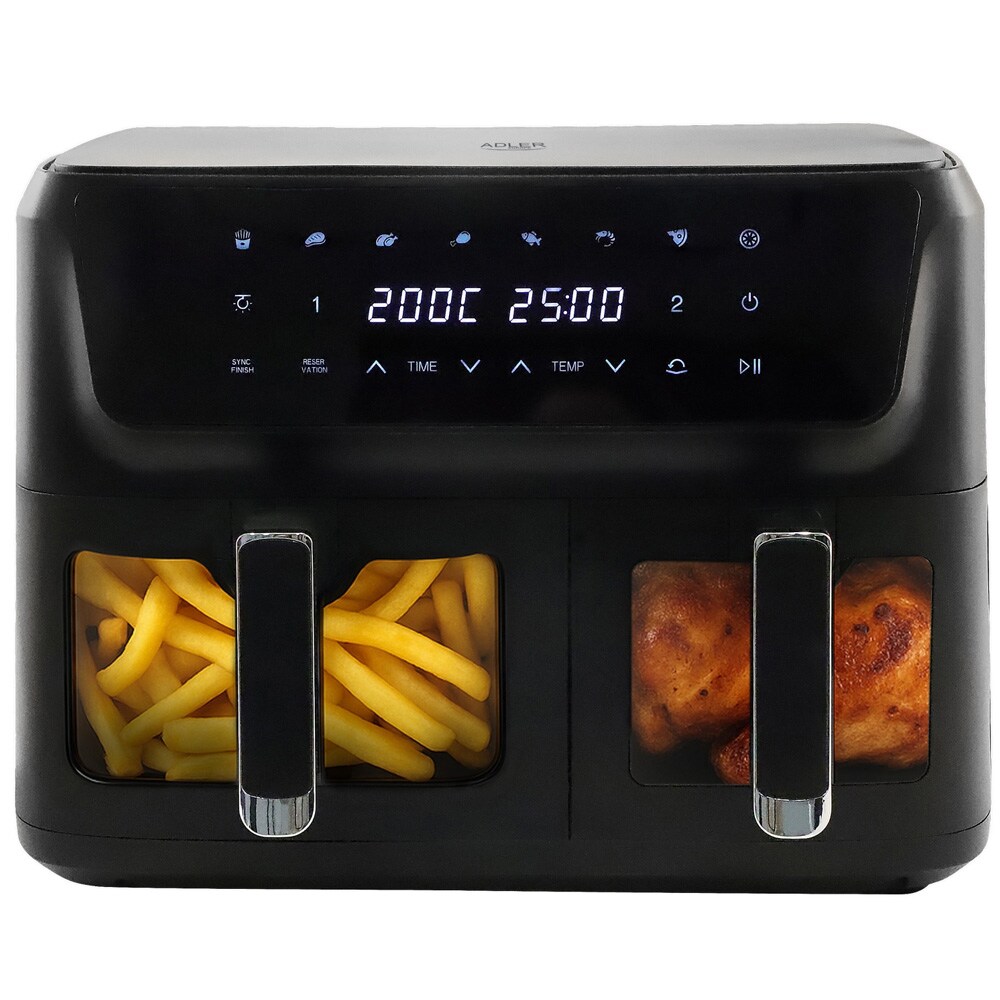 Adler Dual Air Fryer 6,5 l + 4,5 l / Dubbel airfryer / Varmluftsfritös med två korgar, bild 3