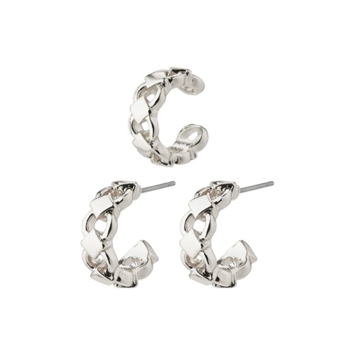 PILGRIM - DESIREE Hoop and Cuff Earrings - Silver-Plated - 15 mm