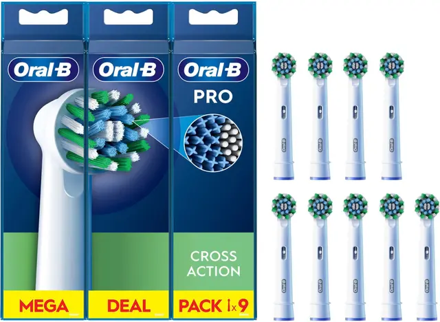 Oral-B CrossAction borsthuvuden 9 st, vit