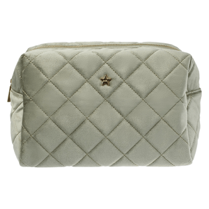 DARK Velvet Square Quilted Make-Up Pouch Large Milieu Green