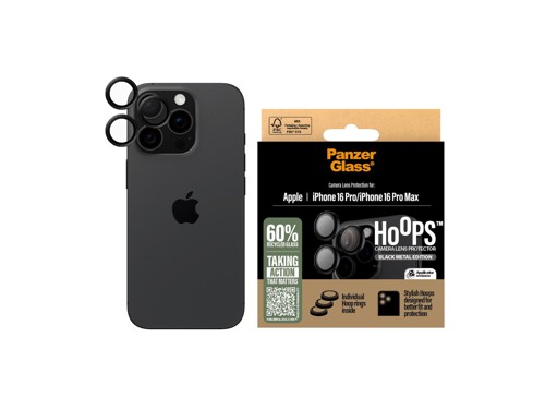 PanzerGlass iPhone 16 Pro/16 Pro Max Hoops kameralinsskydd, svart, bild 2