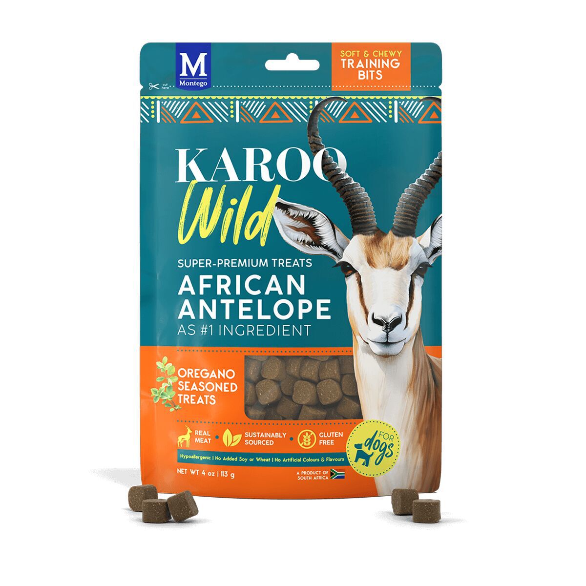 Karoo Wild Hundträningsgodis med Oregano och Antilopkött 113 g