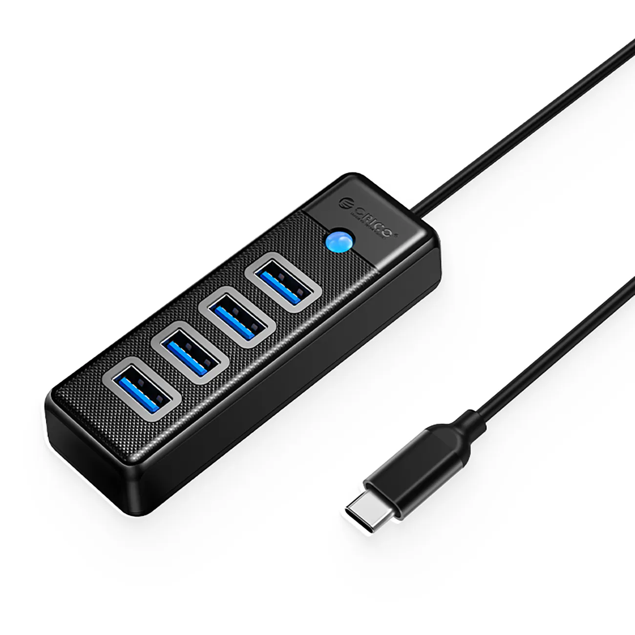 Orico PW4U-C3 USB-C / 4x USB-A 3.0-hubb - svart