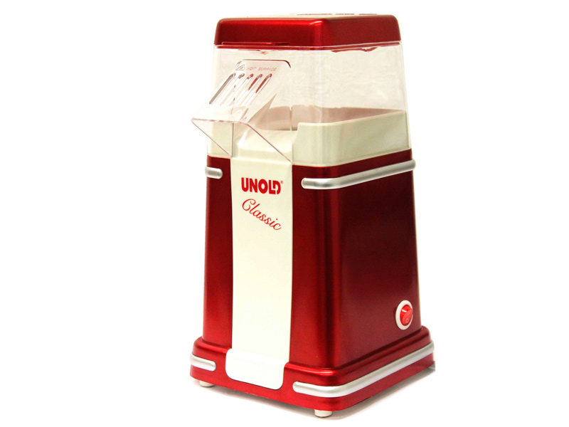 UNOLD 48525 - Popcornmaskin - 900 W - metallisk röd/silver/vit