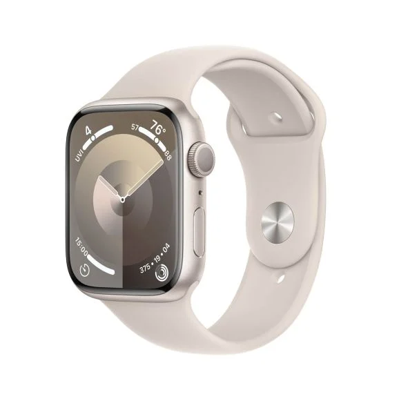 Apple Watch Series 9 GPS 45 mm Stjärnglans aluminiumboett med Stjärnglans sportband - M/L