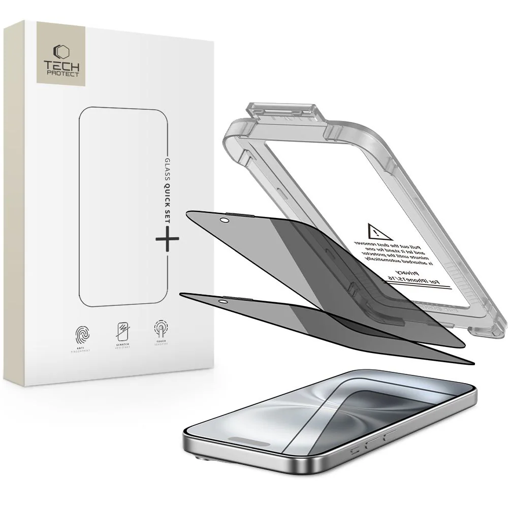 Tech-Protect Quick Set Spy+ Privacy Glass 2-pack för iPhone 15 / 16