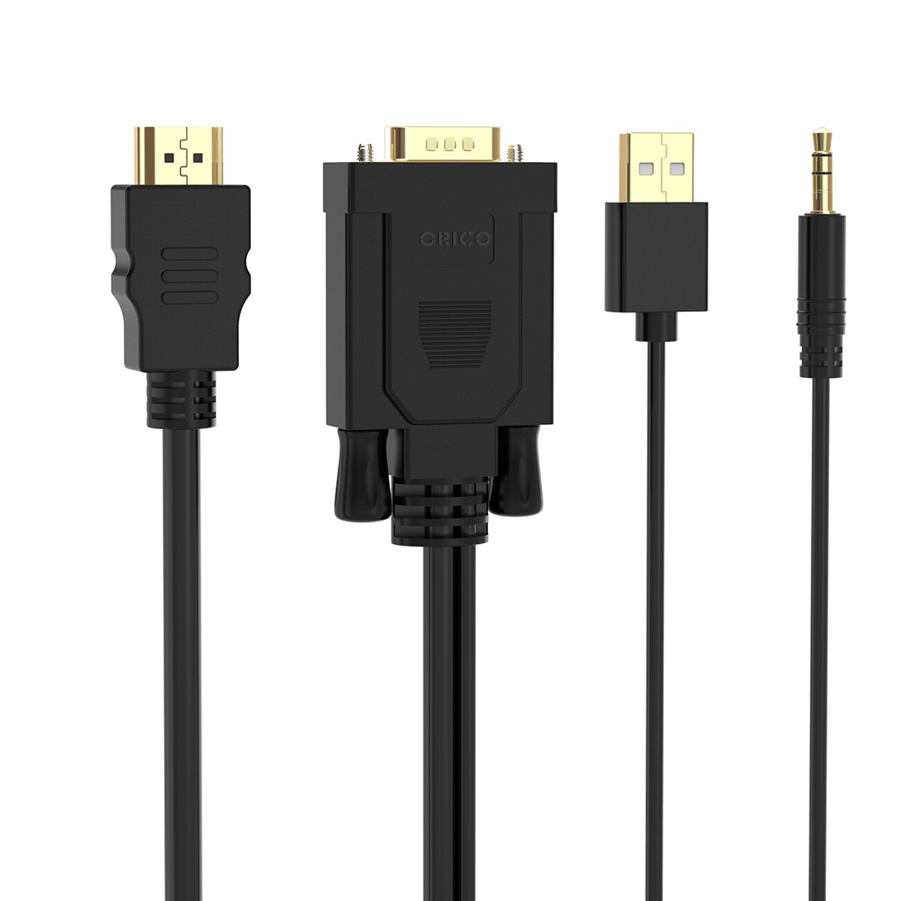 Orico XD-VATH VGA- och 3,5 mm-minijack till HDMI Full HD 60 Hz-kabel m. USB-ström, 5 m svart, bild 2