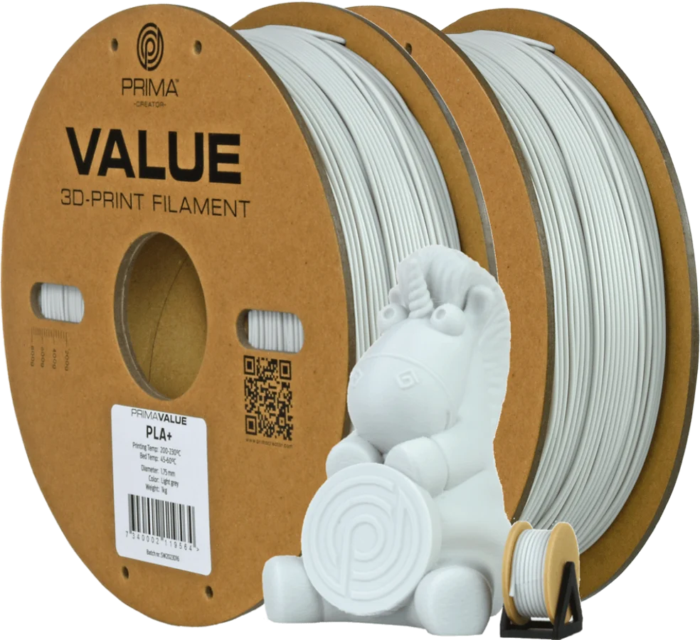 Prima Creator Prima Value PLA+ 1.75mm 2x 1kg - Ljusgrå