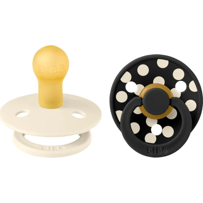 BIBS Pacifier Studio Colour 2-pack Polka Latex Size 1 Ivory/Black
