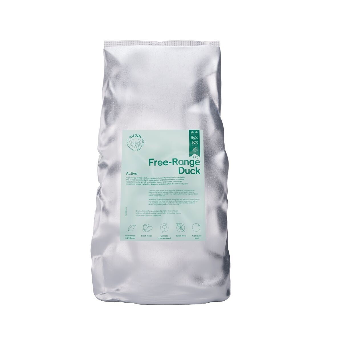 Buddy Free-Range Duck Torrfoder till Hund 17 kg