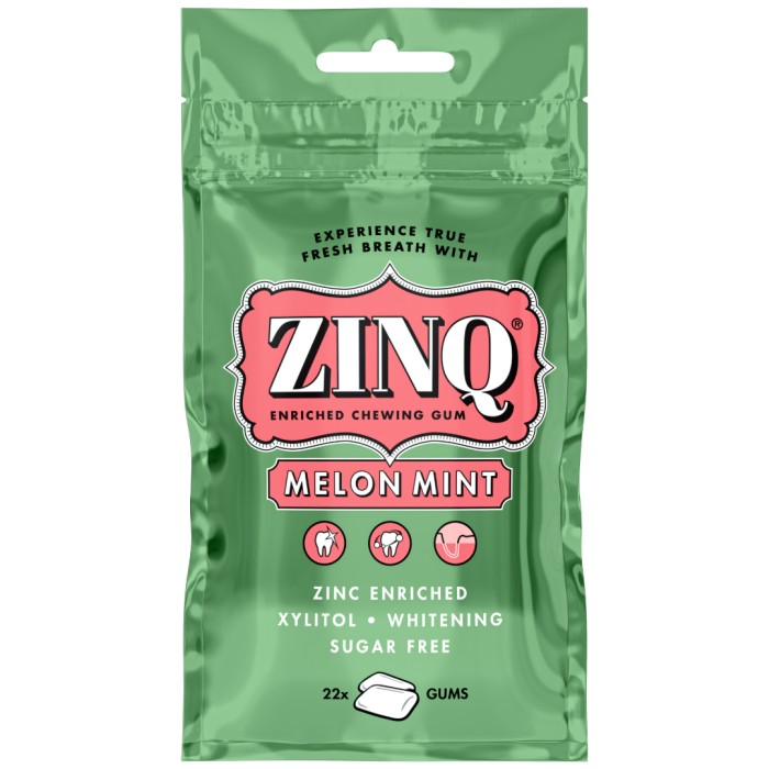 ZINQ Melonmint Tuggummi, 22 st