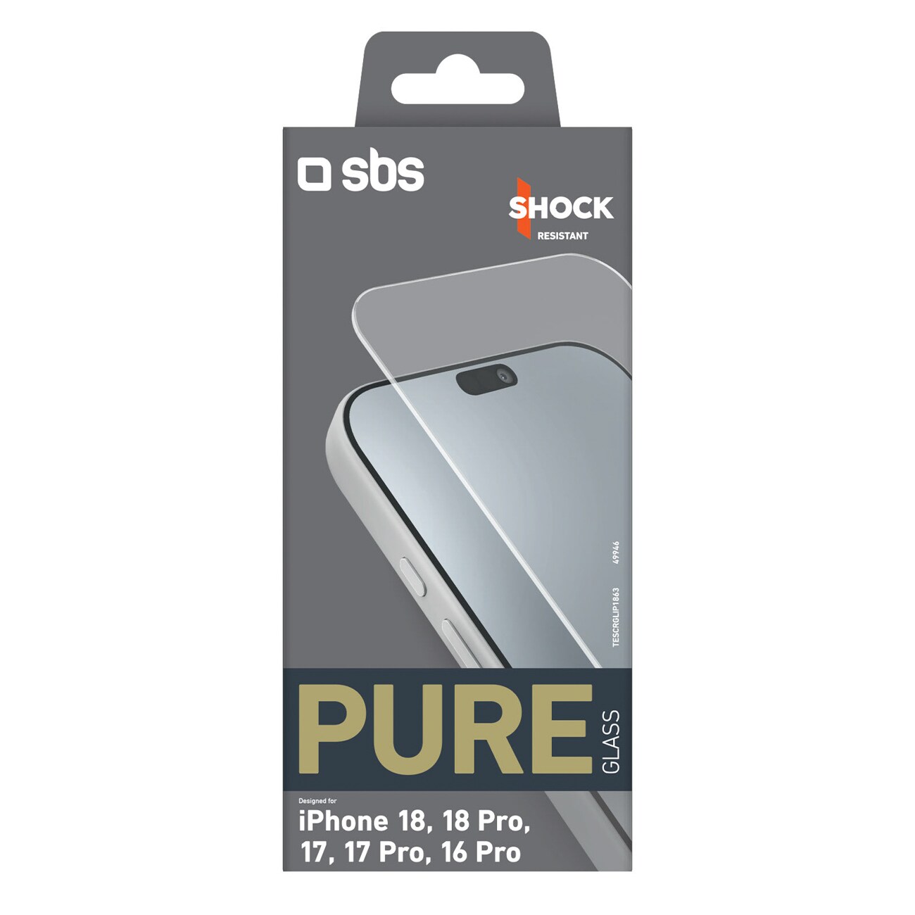 SBS Pure Glass härdat glas för iPhone 18 / 18 Pro / 17 / 17 Pro / 16 Pro, bild 2