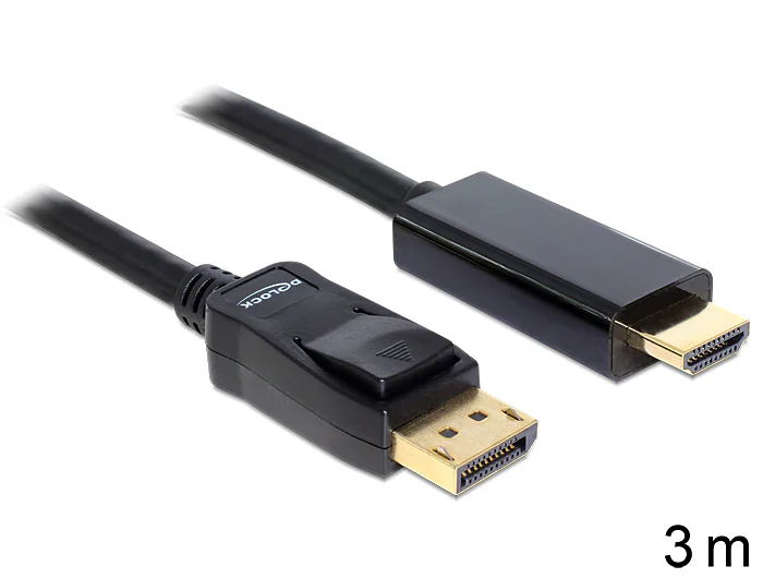 Delock DisplayPort till höghastighets-HDMI-kabel, passiv, 3m - svart