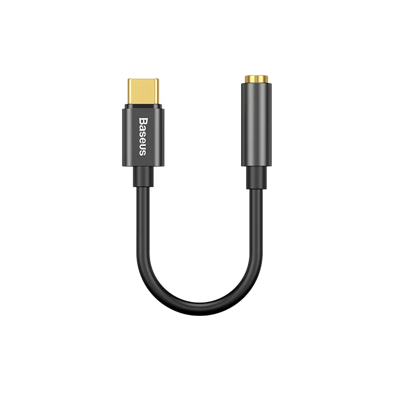 Baseus CATL54-01, Typ-C, 3,5 mm, Sort