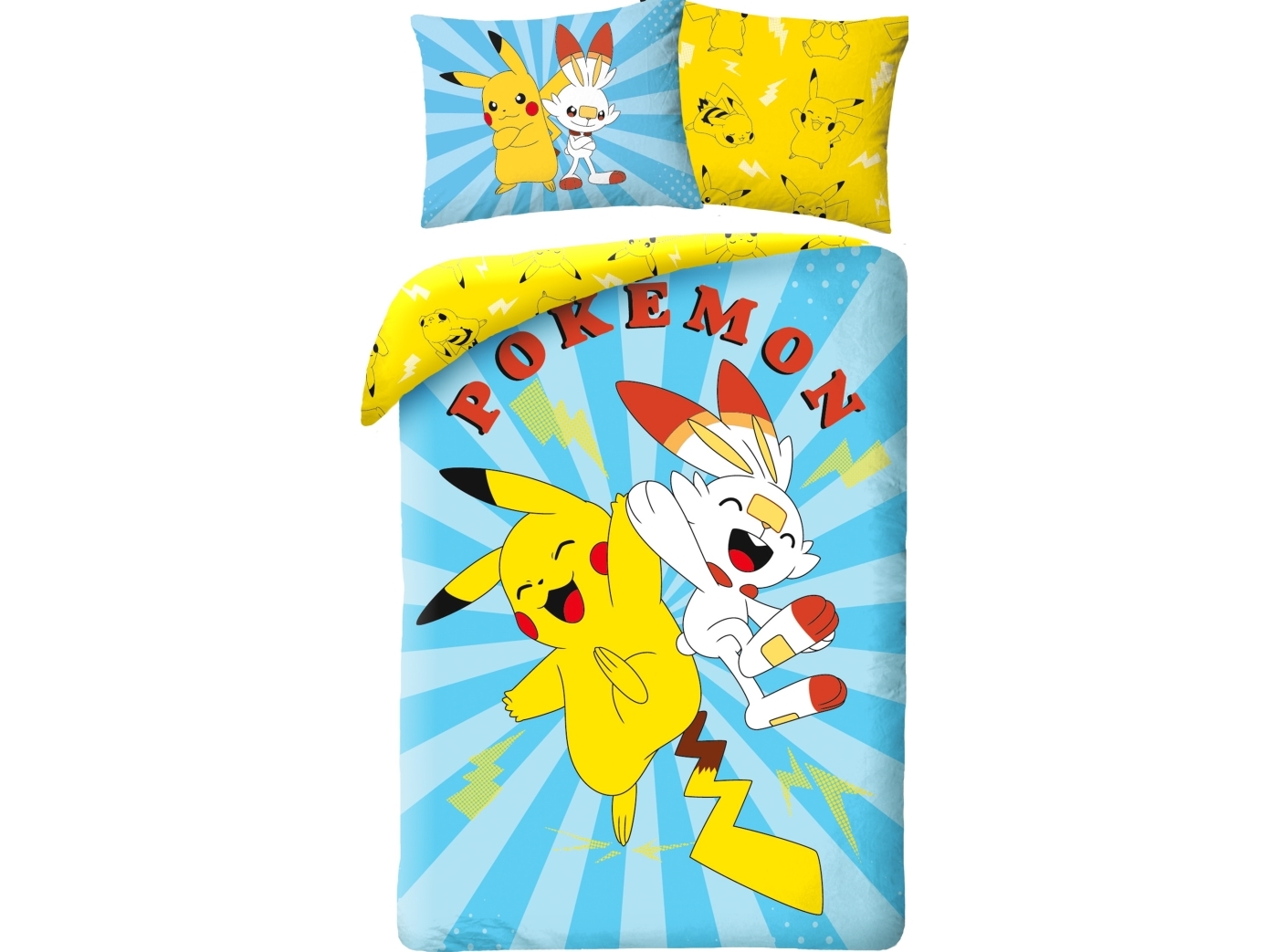 Pokemon Pikachu och Scorbunny sängkläder – 100% bomull