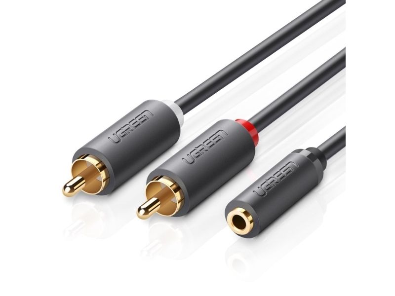 Ugreen AV102 10588 ljudkabel 3.5mm till 2RCA 1 meter grå