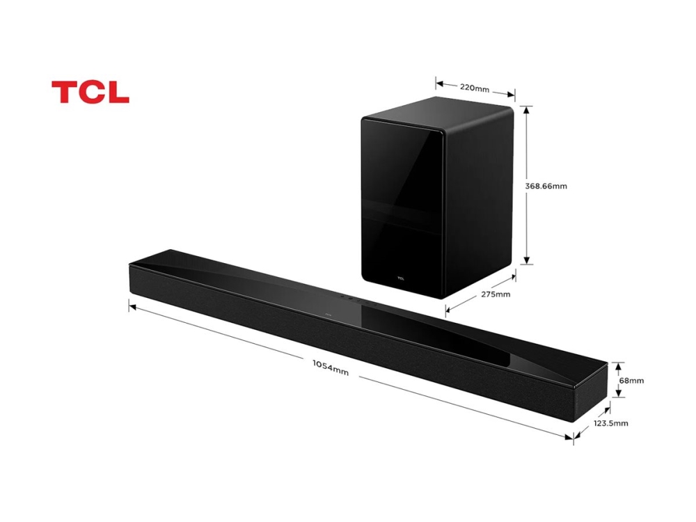 TCL Q75HE soundbar 5.1.2 trådlös subwoofer Bluetooth 5.1, mörkt titan