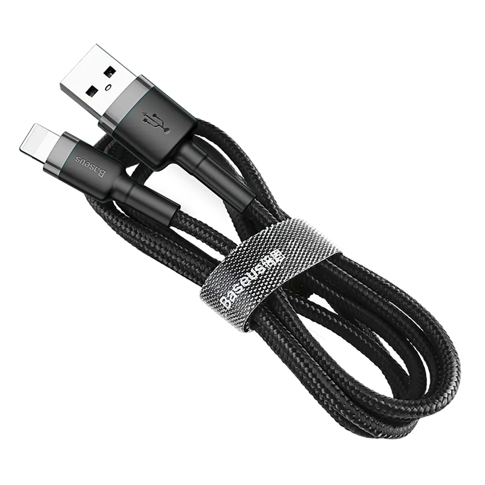 Baseus Cafule USB-A / Lightning 2,4A QC 3.0-kabel 0,5 m - svartgrå