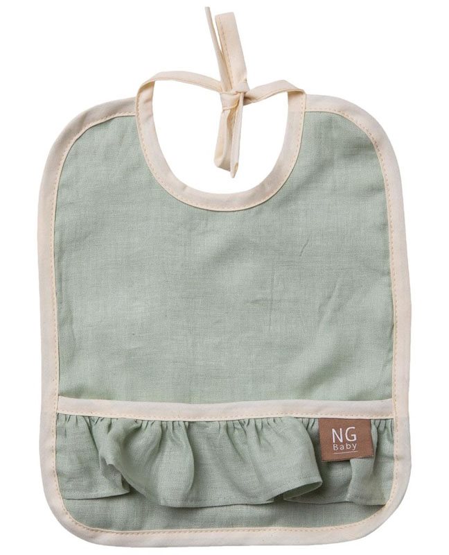 NG Baby haklapp med volang MOOD, sage green
