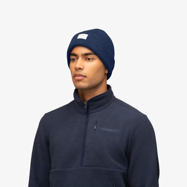 Norrøna /29 Heavy Cotton Beanie Indigo Night Melange - OneSize