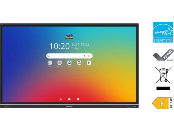Viewsonic IFP7551 Display, 190,5 cm (75), 1428,48 x 803,52 mm, 500 cd/m², 1,07 miljarder färger, 3840 x 2160 pixlar, TFT-LCD