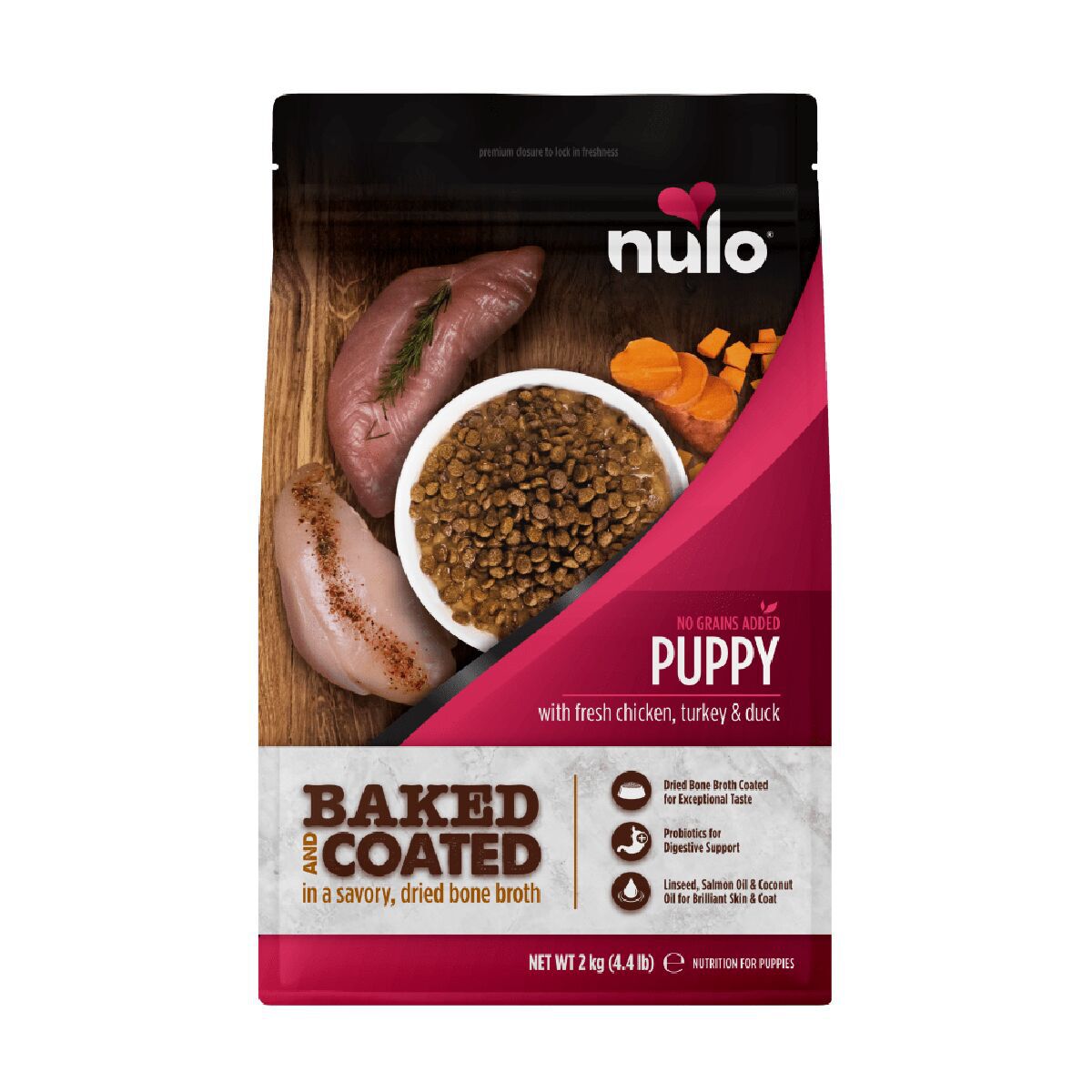 Nulo Baked & Coated Dog Puppy Fresh Chicken, Turkey & Duck Torrfoder till Valp 2 kg