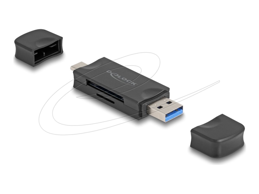 Delock Kortläsare USB 5 Gbps USB Type-C / Type-A för SD- och Micro SD-minneskort svart