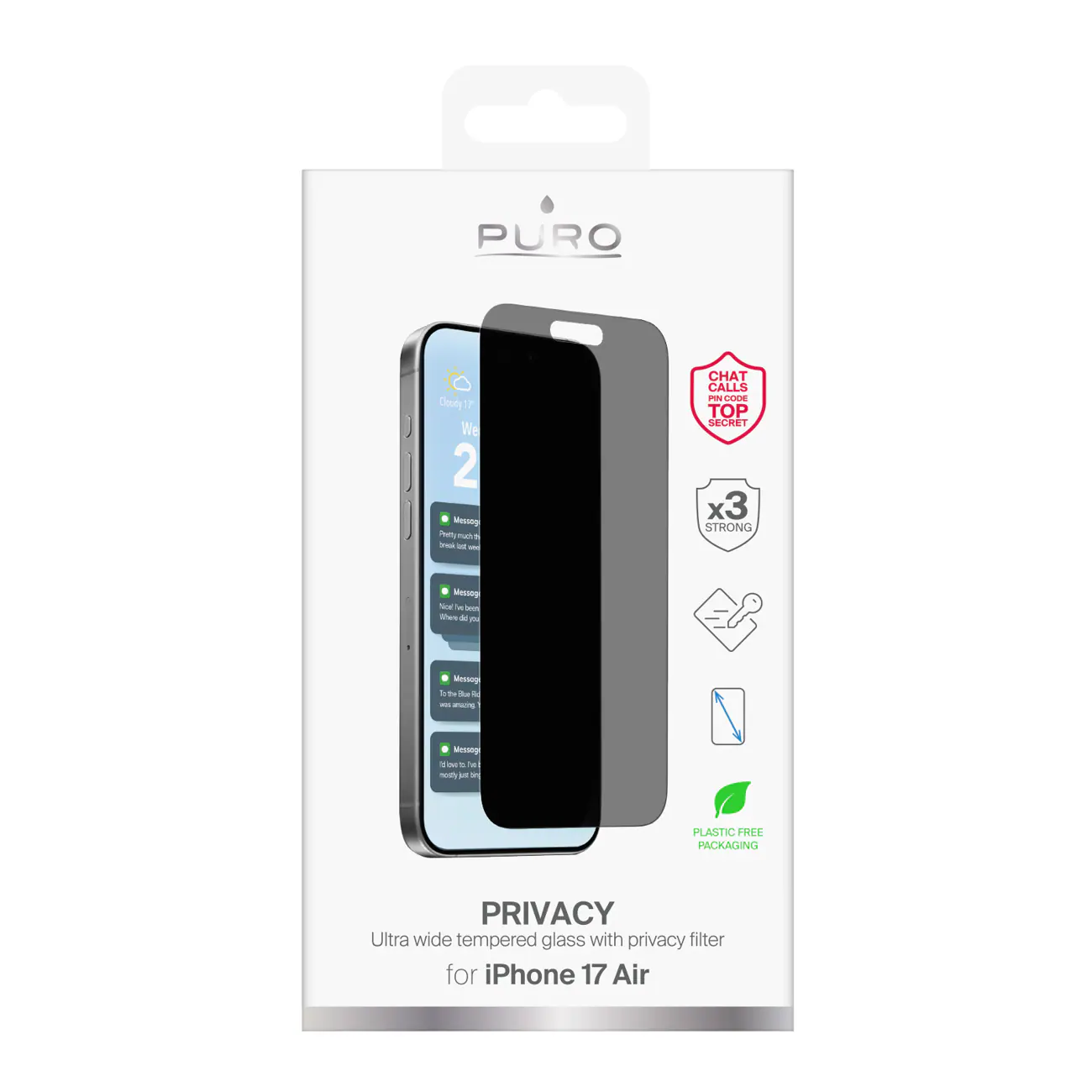 Puro Privacy härdat glas för iPhone 17 Air, bild 2