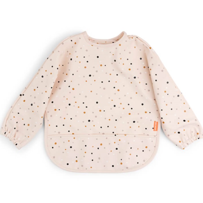 Done by Deer Sleeved Pocket Bib Happy Dots, Powder