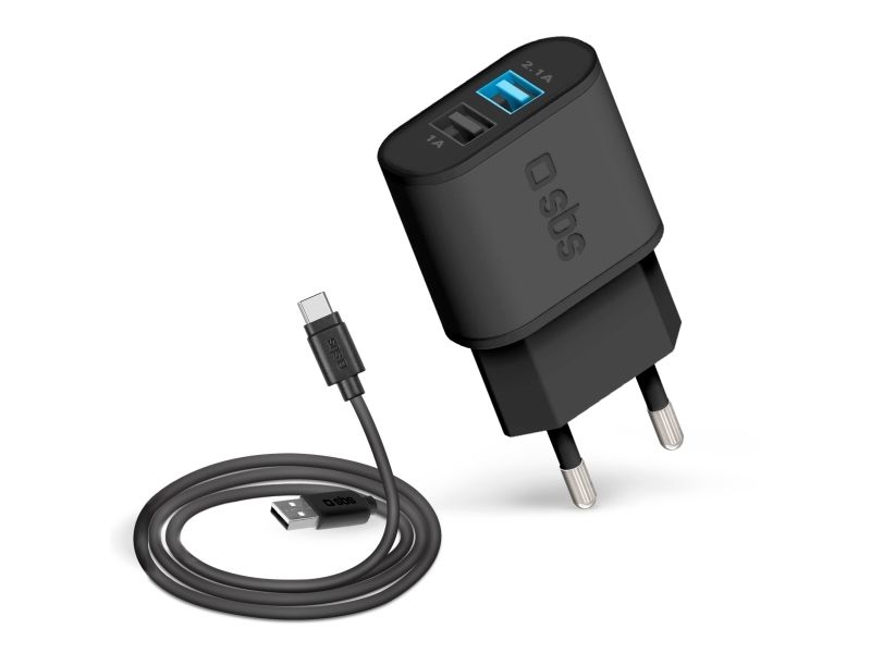 SBS TEKITTRC2U2AFASTK, inomhus, AC, USB, 5 V, 1 m, Svart