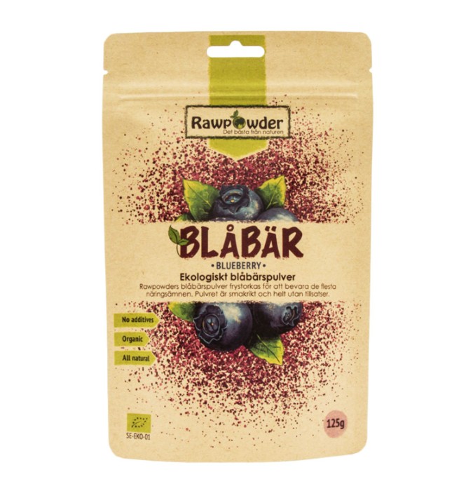RawPowder Blåbärspulver EKO, 125 g