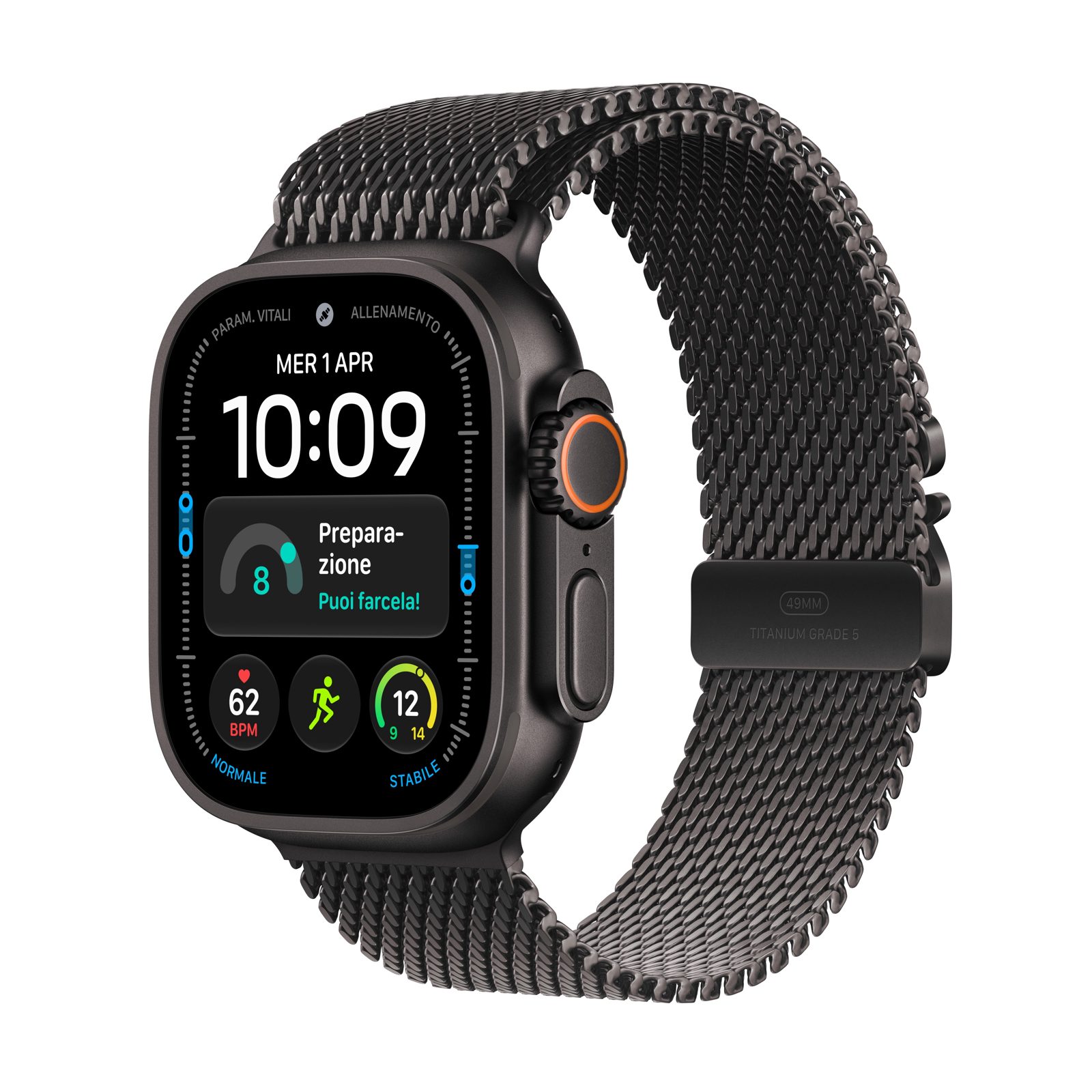 Apple Watch Ultra 4 GPS + Cellular 49 mm svart titan, svart titan Milanesisk loop - S, bild 5