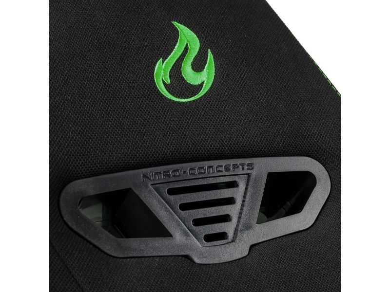 Nitro Concepts S300 - Stol - armstöd - T-formad - svängtapp - nylon, polyuretan, tyg, stål, kallt skum - svart, atomic green