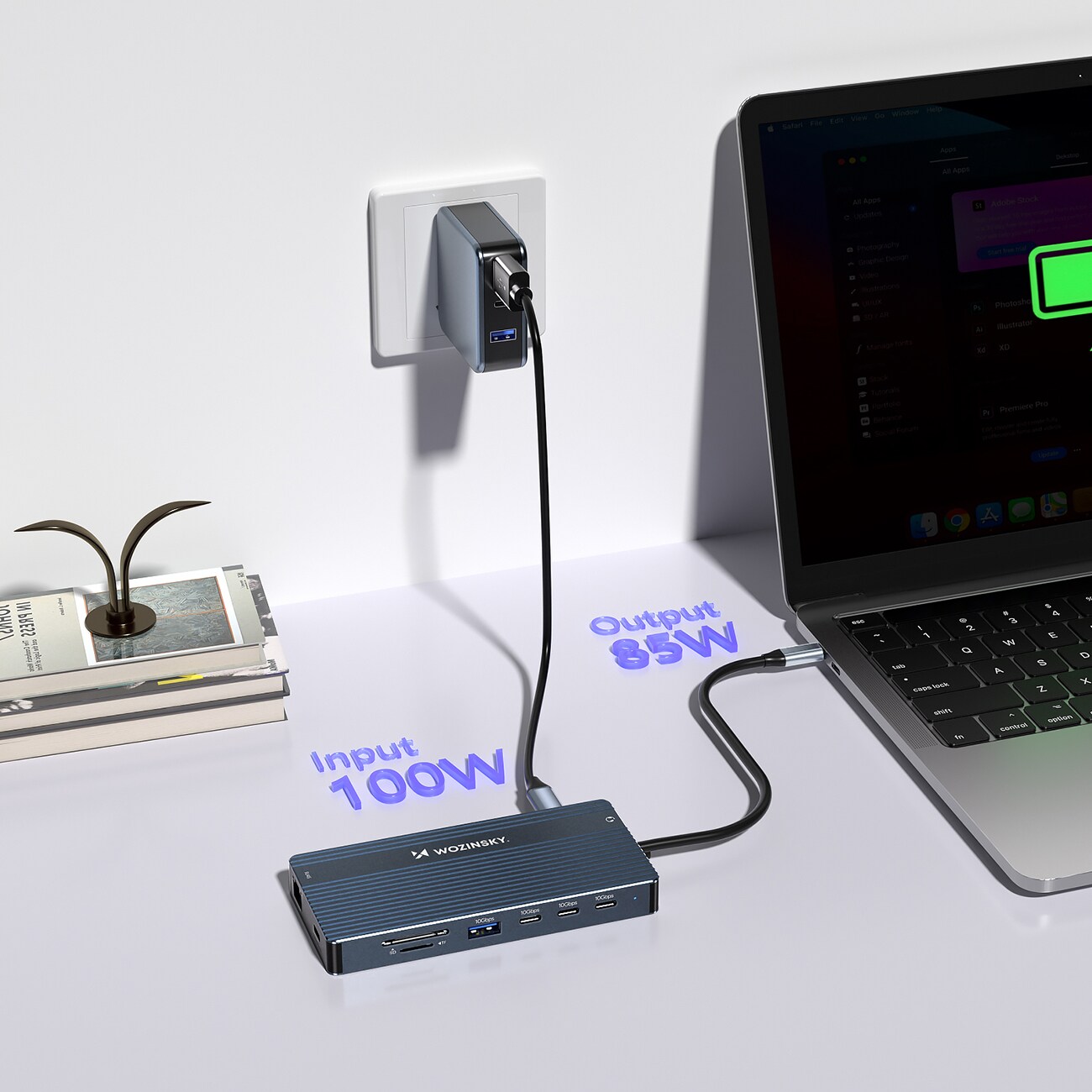 USB-C-hubb 14 i 1 Wozinsky WDS03Y5S – aluminium, 4K för tre skärmar, 100 W PD, 10 Gbps, bild 4