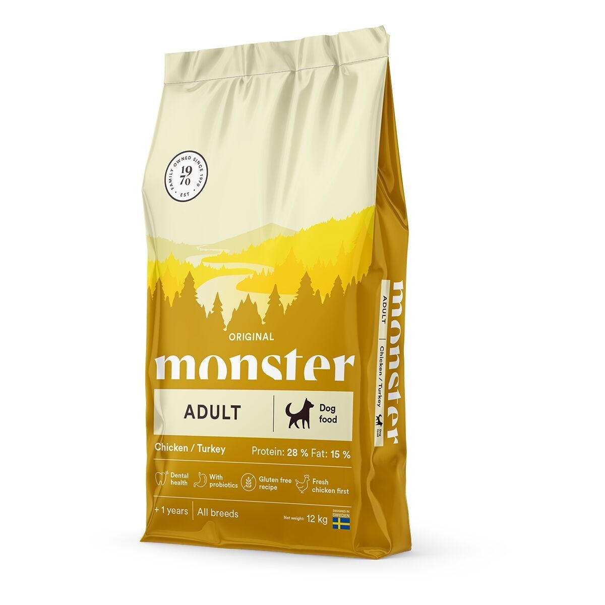 Monster Dog Adult All Breed Chicken & Turkey Torrfoder till Hund 12 kg