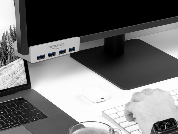 Delock extern USB 3.0-hubb med 4 portar och fästskruv, bild 3