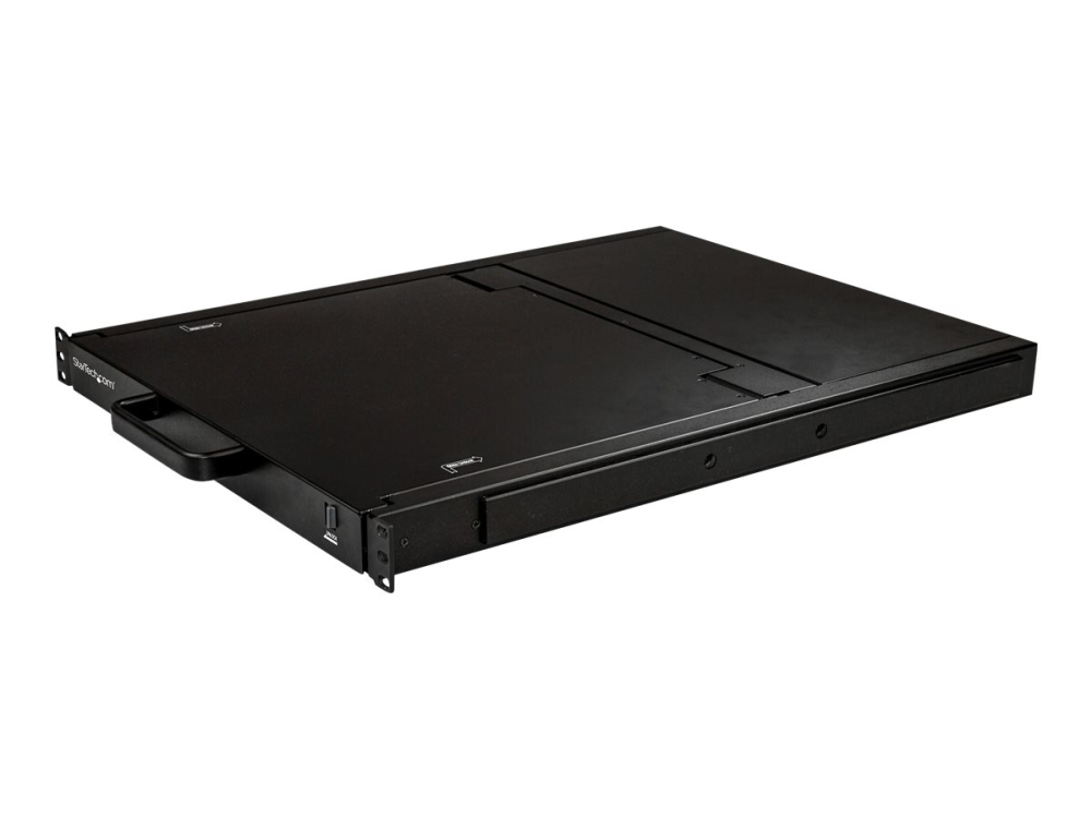 StarTech.com 8-ports rackmonterad KVM-konsol med 1,8 m kablar - Integrerad KVM-switch med 17-tums LCD-skärm - 1U LCD KVM-låda - OSD KVM - Hållbar 50 000 MTBF - USB + VGA-support - KVM-konsol med omkopplare för tangentbord/video/mus - 8 portar - USB - 17 - kan monteras i rack - 1280 x 1024 @ 60 Hz - 250 cd/m² - 1000:1 - 5 ms - VGA - svart - 1U