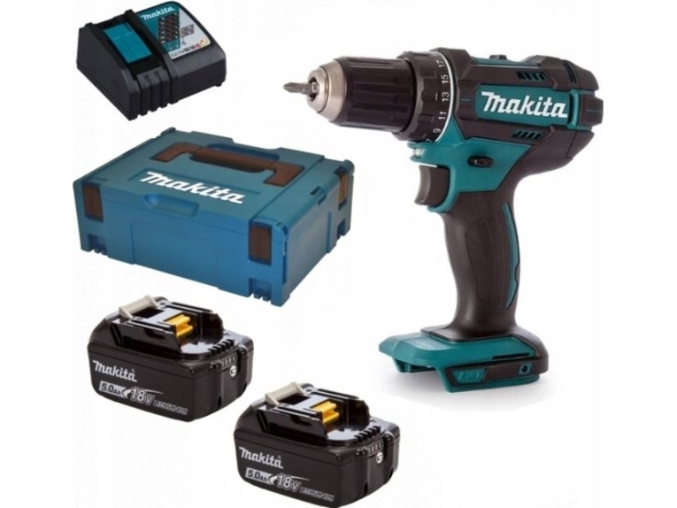 Makita DDF482RTJ 18V LI-ION Compact Drill - inkl. 2 x 5Ah-batterier, laddare, MAKPAC Box