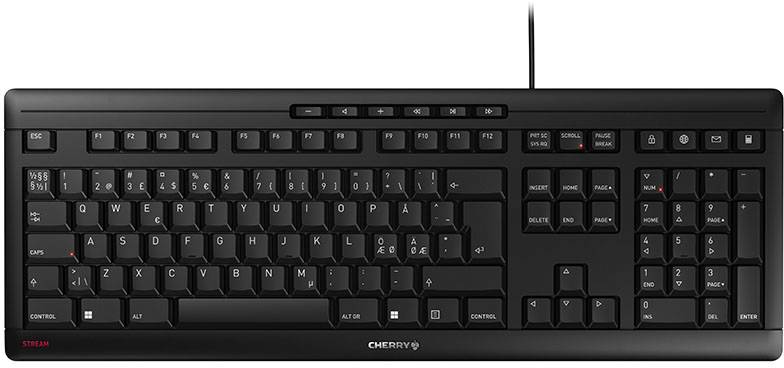 Cherry Stream Corded Keyboard, USB, nordiskt - Svart, bild 2