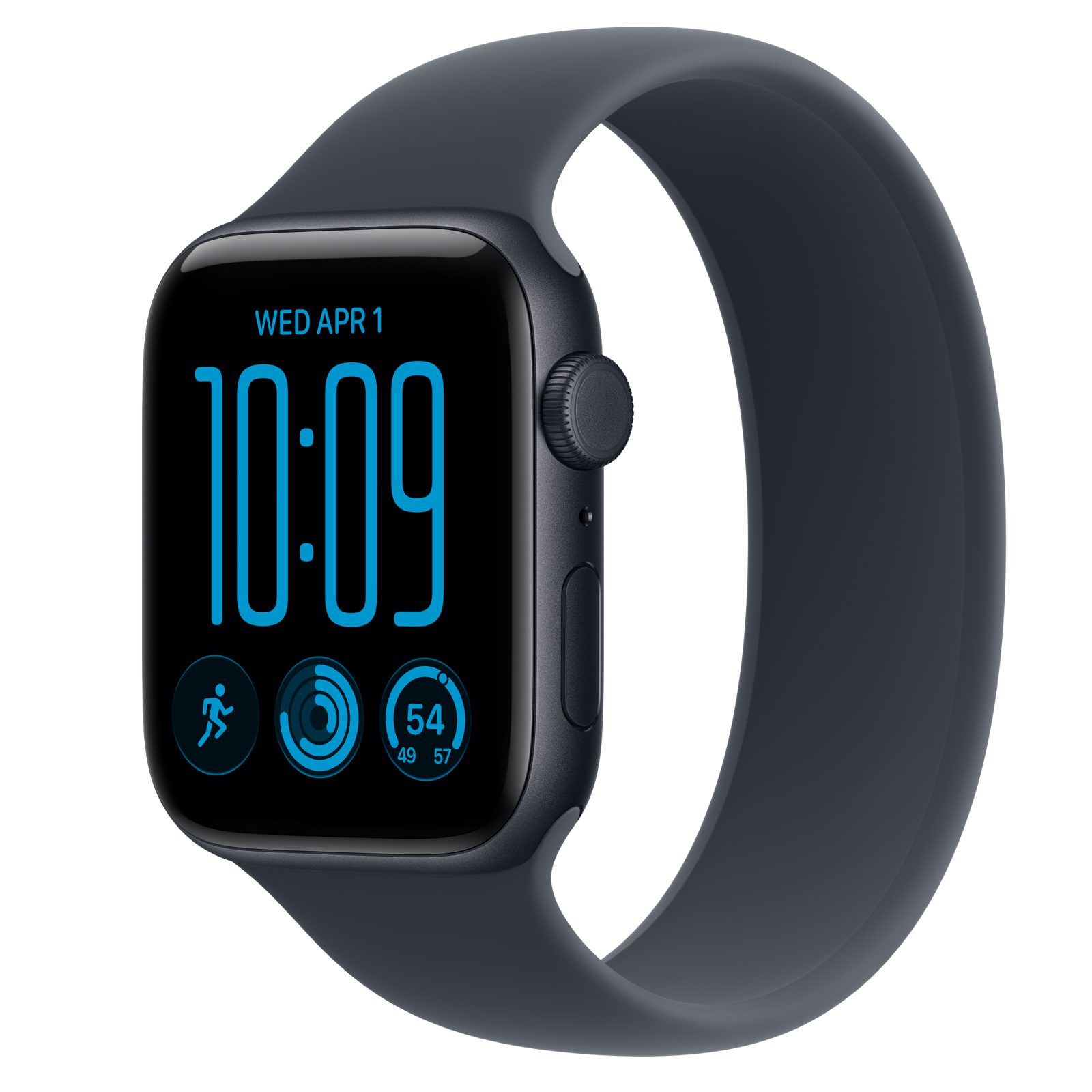 Apple Watch SE 3 (GPS + Cellular) • Aluminiumboett midnatt, 44 mm • Sololoop marinblå