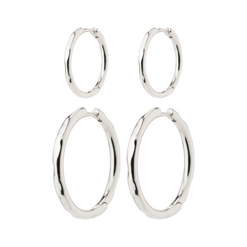 PILGRIM - EVE Hoop Earrings 2-in-1 Set - Silver Plated - 20 mm / 30 mm