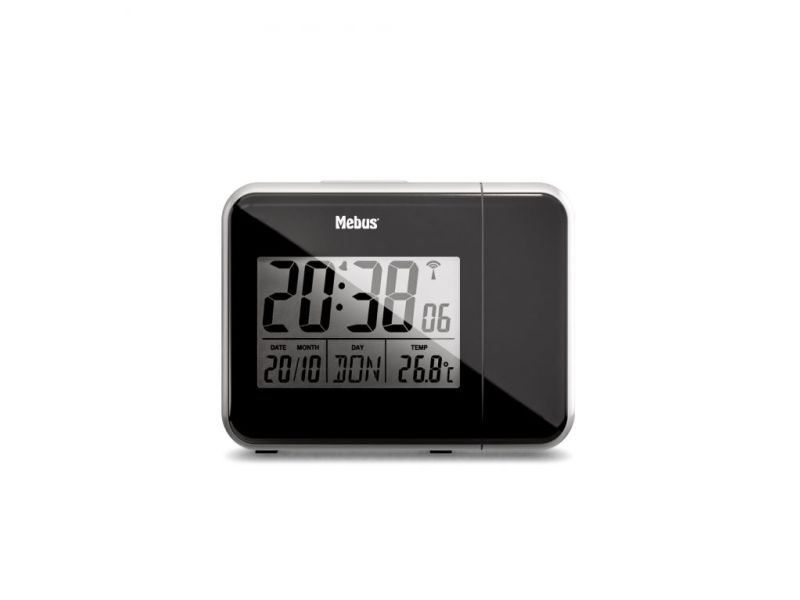 Mebus 42425, Digital väckarklocka, Rektangel, Svart, Grå, 12/24h, F, °C, Tid