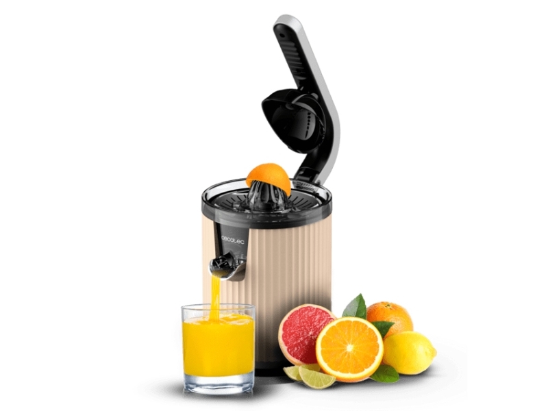 Cecotec Xqueeze RetroJuice 600, Långsam juicepress, Beige, Svart, Rostfritt stål, 1 styck, Kina, Rostfritt stål, 600 W