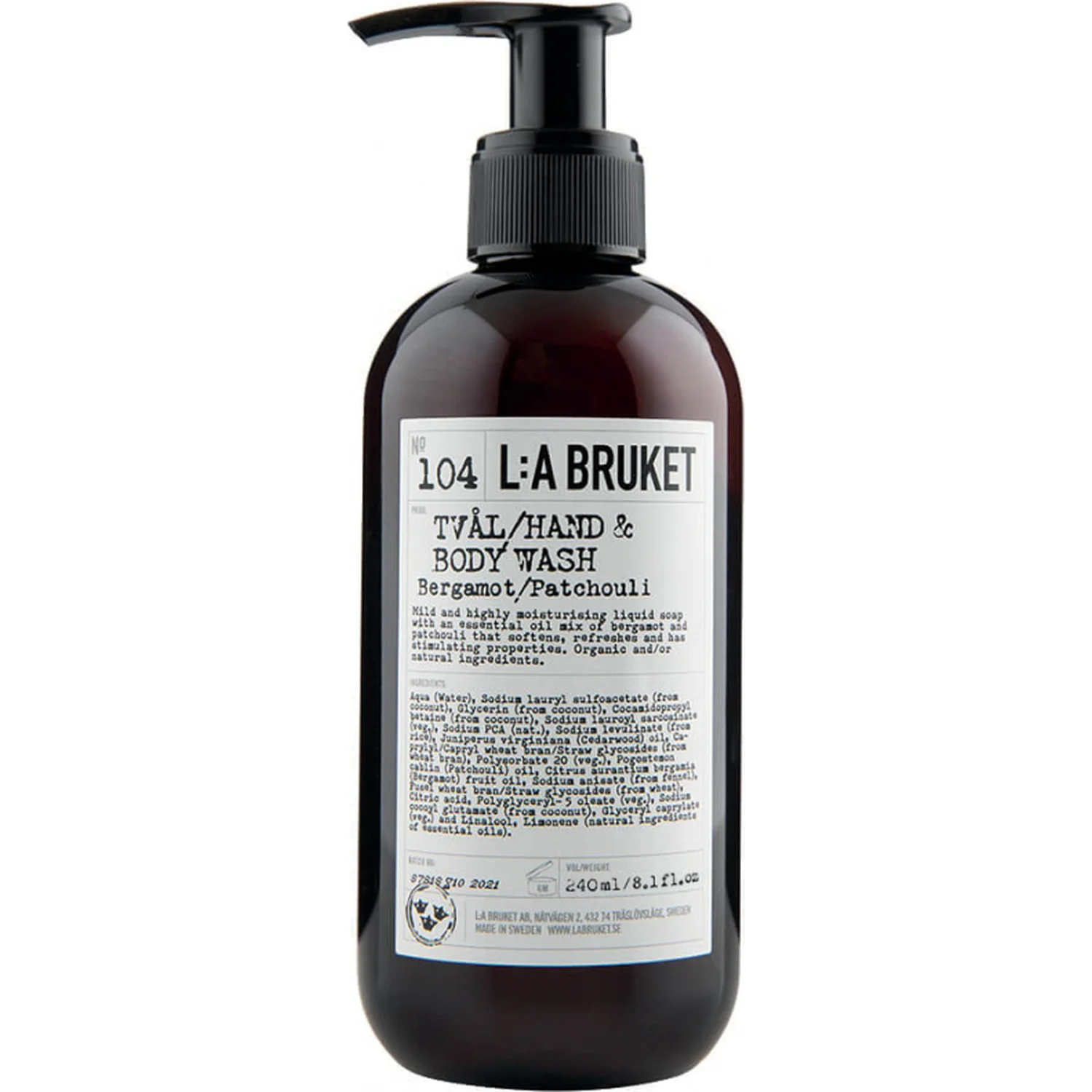 L:a Bruket Hand & Body Wash 104 Bergamot/Patchouli 240 ml
