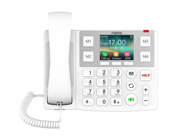 Fanvil X7A, IP-telefon, Vit, Uppkopplad telefonlur, 2 linjer, 1000 inmatningar, LCD