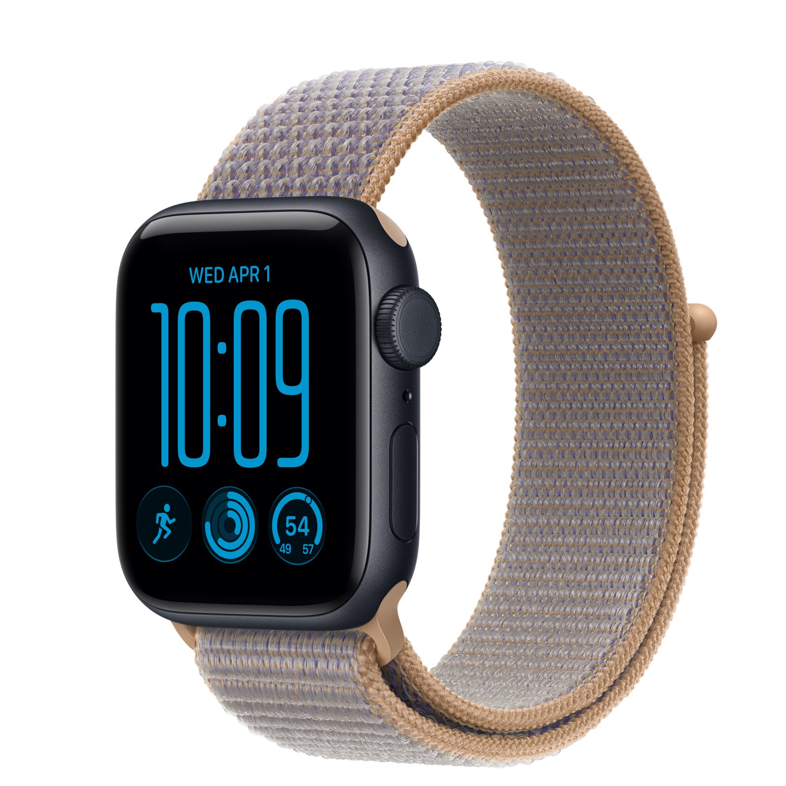 Apple Watch SE 3 (GPS + Cellular) • Aluminiumboett midnatt, 40 mm • Sportloop chambrayblå