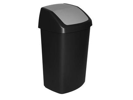 Curver Swing-Top, 50 l, Rektangulär, Plast, Svart, Grå, Plast, 406 mm